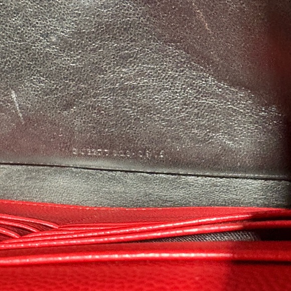 Yves Saint Laurent Red Chevron Leather Wallet on Chain - Picture 11 of 13